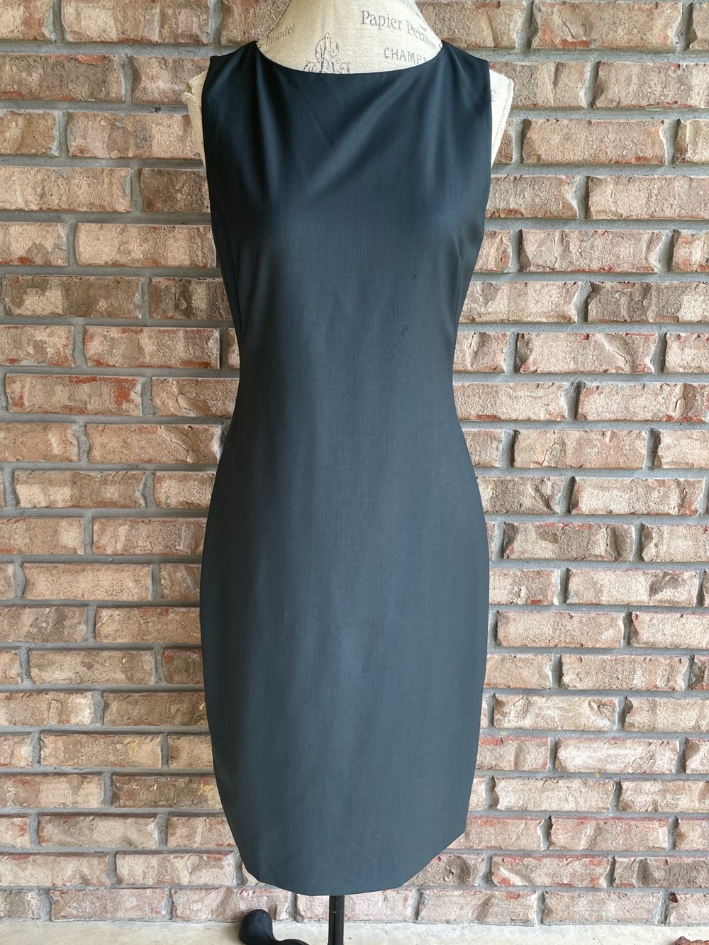 Theory Black Sleeveless Wool Blend Sheath Dress